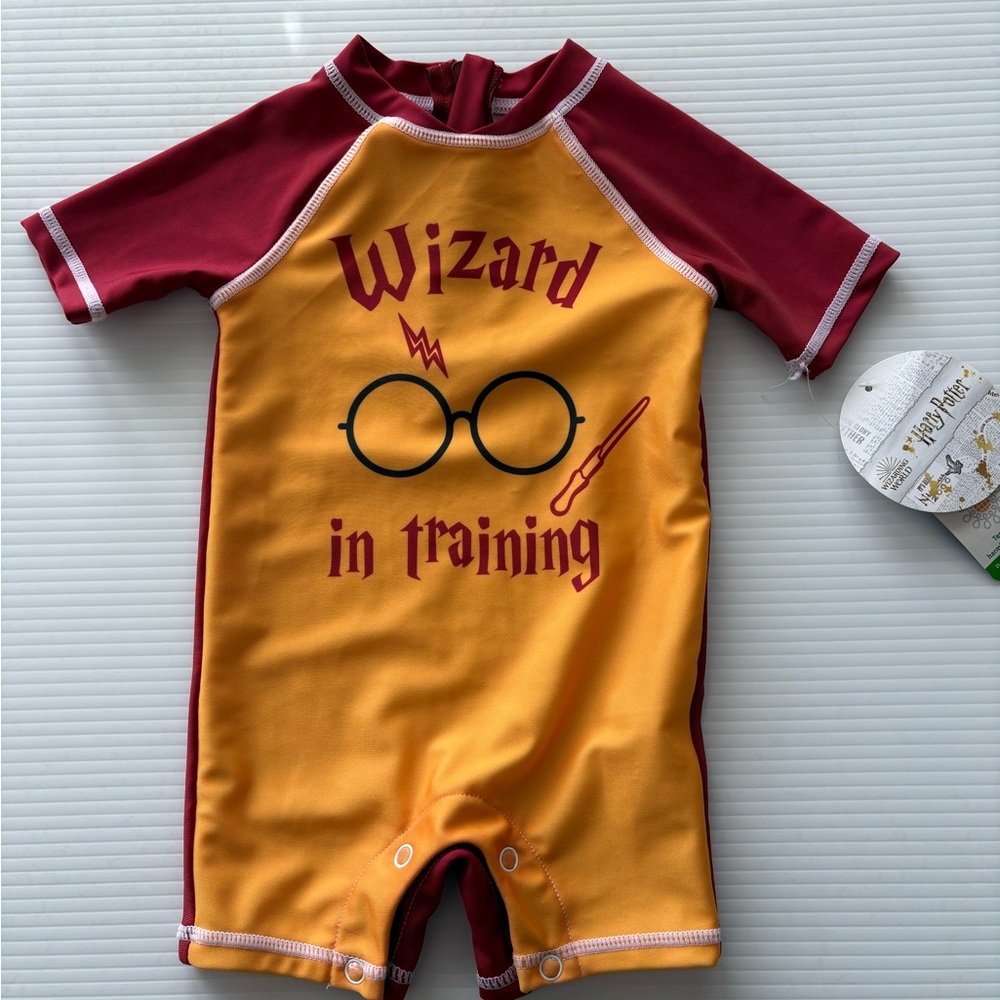 Harry Potter Wizard in Training Kids Rashguard - Red and Yellow 6-9 m